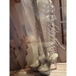 New Clear transparent Pleaser boots sz10
